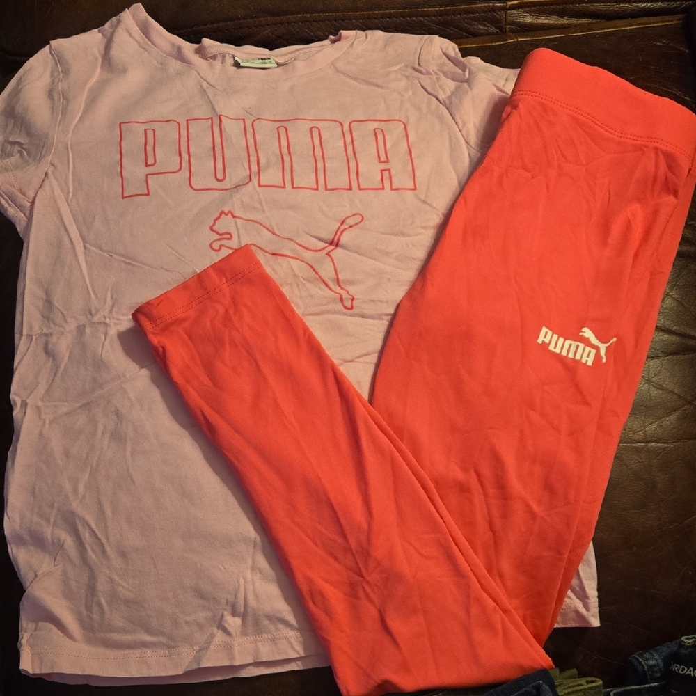Girls Size 10/12 Puma Pink Tee And Leggings